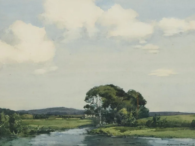 1865-David Murray Smith - PAESAGGIO FLUVIALE